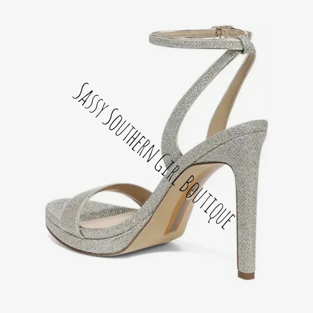 ⭐🆕Shimmer Sam Edelman jute metallic ankle strap heels